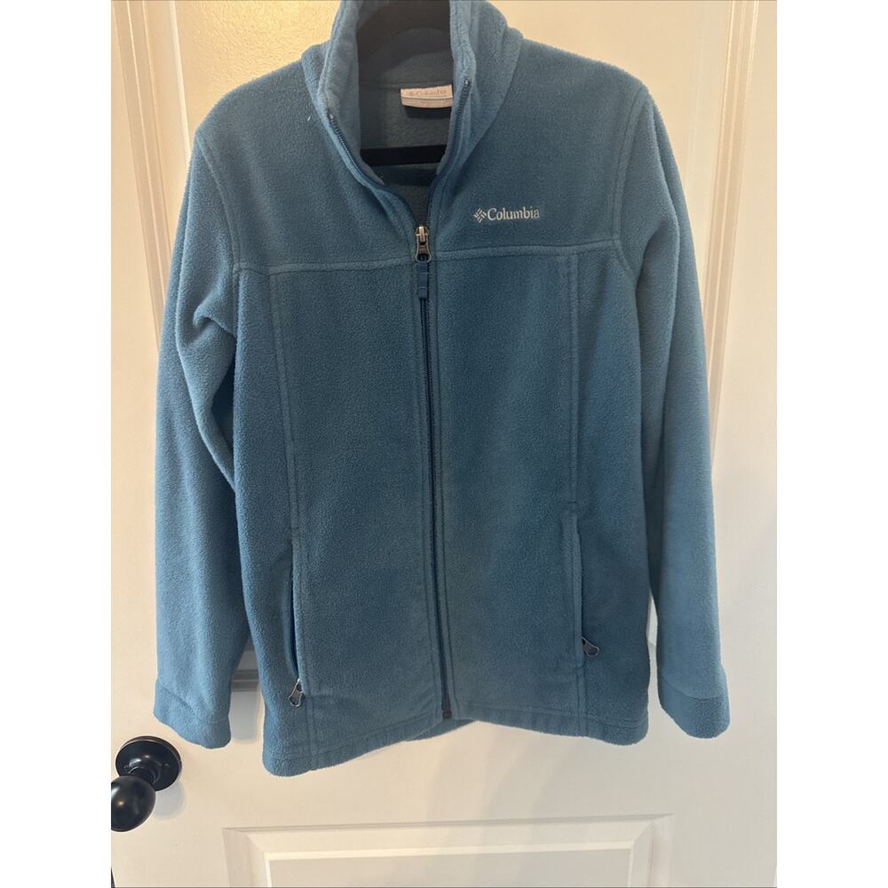 Youth Columbia Fleece Zip Up Jacket Aqua Blue Size Medium 10/12